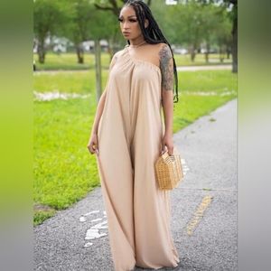 Halfword Wide Leg Jumpsuit Summer One Shoulder One Piece Long Maxi Pants Romper